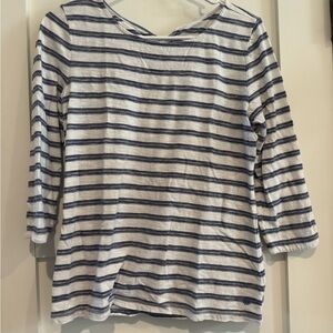 Talbots Navy and White Striped Long Sleeve Top